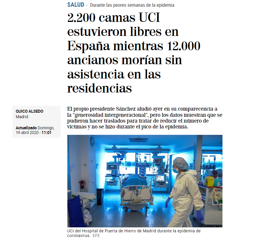 El protocolo de muerte Covid-19 aplicado en las residencias de mayores