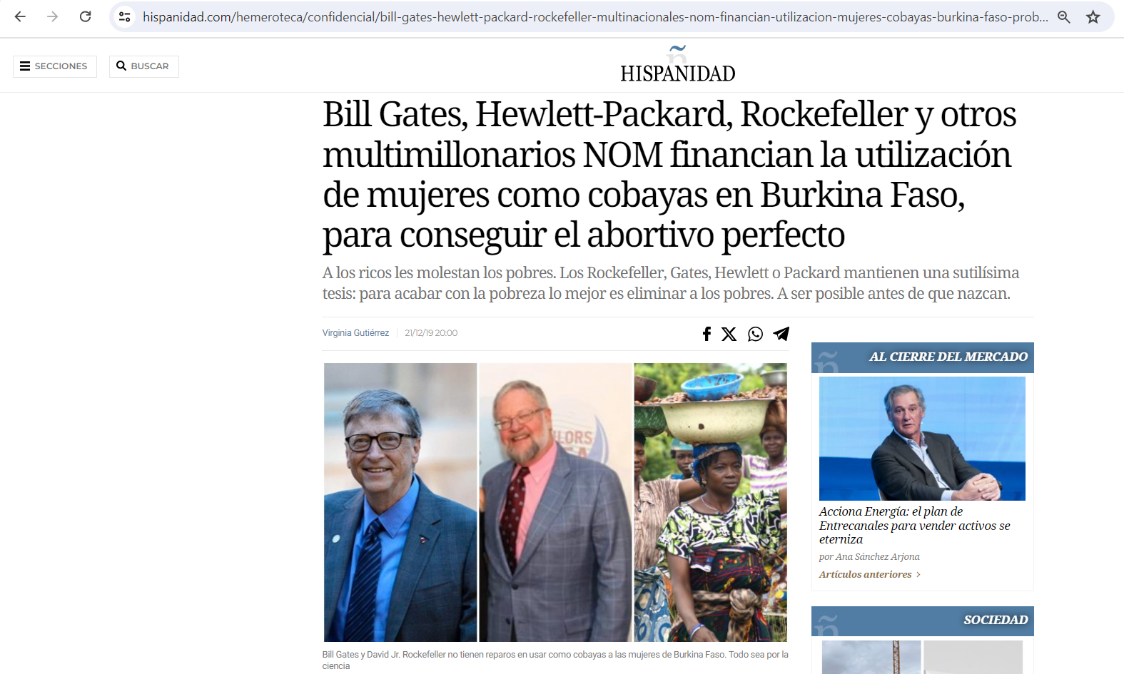 Noticia de periódico sobre Bill Gates