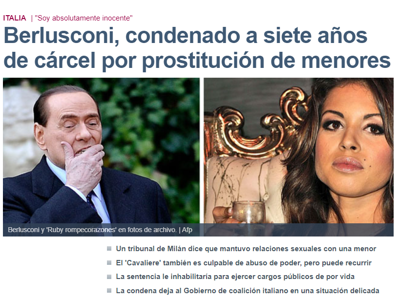 Silvio Berlusconi, el fundador de Mediaset, acusado de prostitución de menores