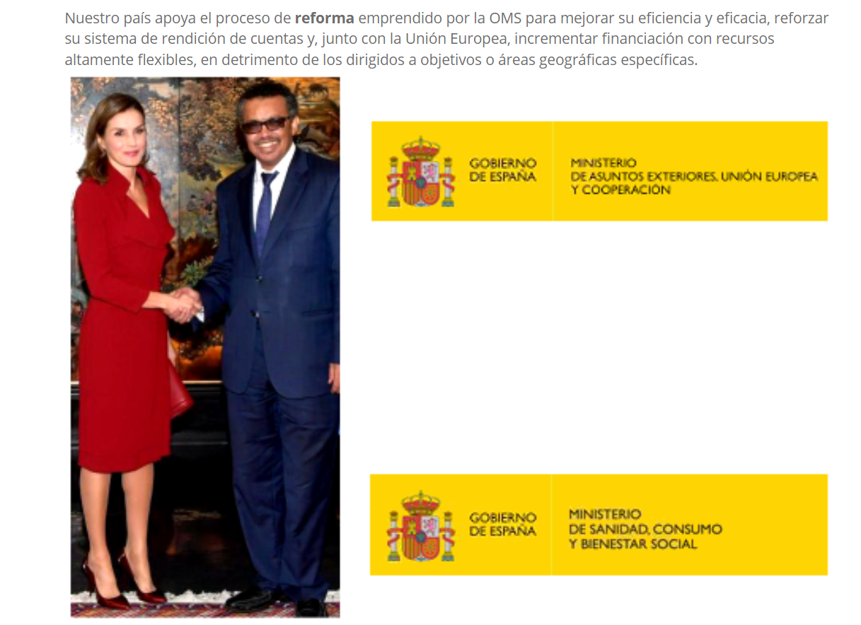 La Reina Letizia y el director de la OMS